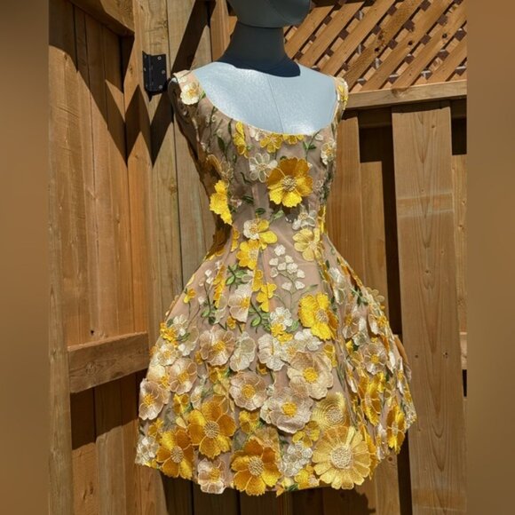 🆕 BRONX & BANCO 🧿 NWOT Jasmine Maraya Structured Mini Dress, Yellow Sz S US 4 - Picture 6 of 16